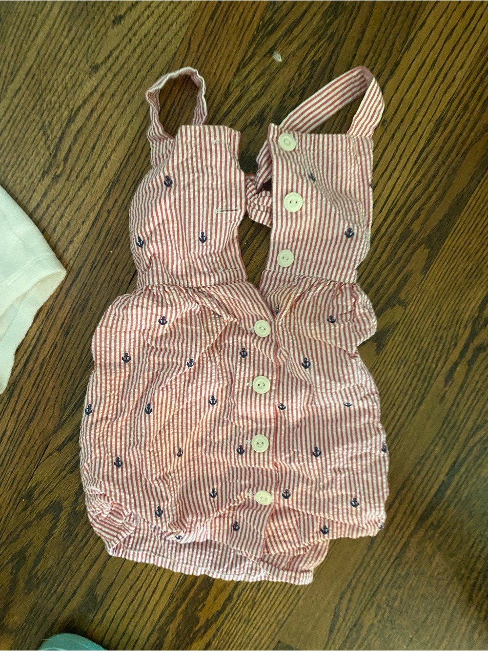 Ralph Lauren Pink and Navy Striped Anchor Romper